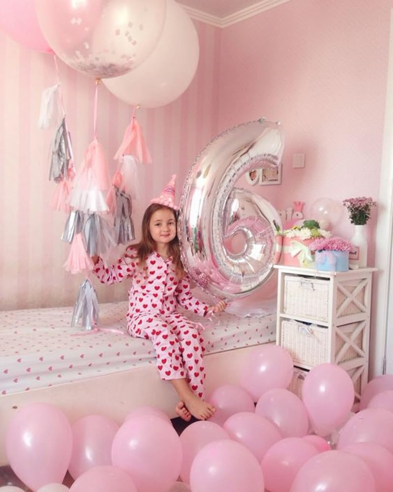 Mluchee Number 6 Balloon 40 Inch, 6th Birthday Balloon for Boy Girl, Silver 16 60 61 65 Numbers Balloons Birthday Party Wedding Events Decorations - Image 4