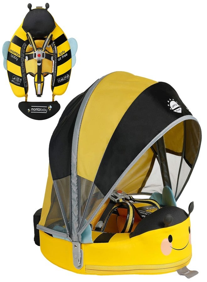 AnjeeIOT Mambobaby Float with Canopy Non-Inflatable Baby Pool Float Infant Solid Swim Float Add Tail Water Floats Smart Swim Trainer for Infant Toddler 3-24 Months, Honey Bee Yellow - Image 1