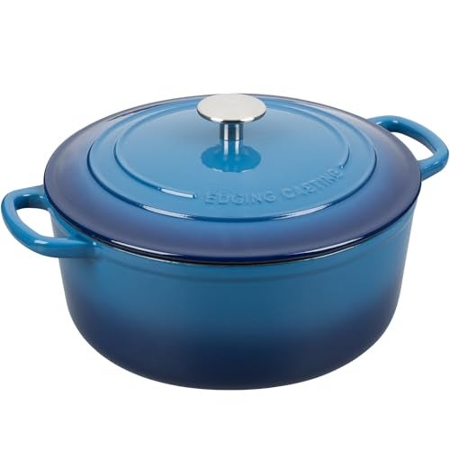 EDGING CASTING Enameled Cast Iron Dutch Oven Pot with Lid, 7 Quart, Round Dutch Ovens for Bread Baking, Bread Oven, Oven Safe up to 500°F, Lake Blue - Image 4