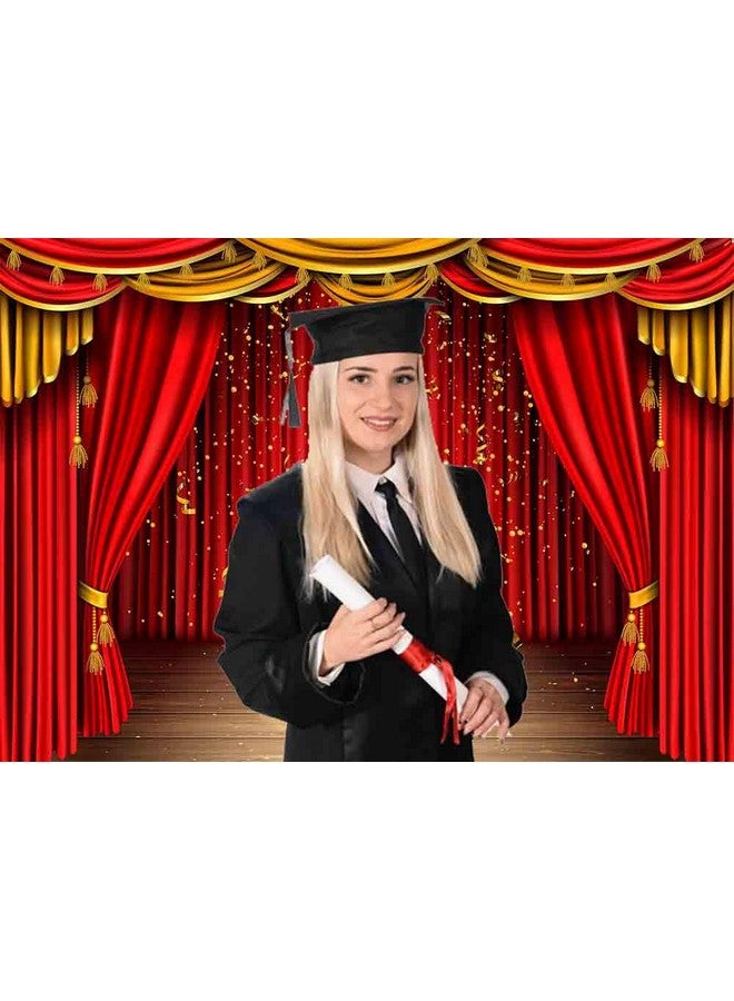 Fanghui 3D Rendering Theater Stage Theme Photo Banner Red Tent Gold Photography Backdrop For Congratulations Graduates Wedding Birthday Party Decoration Supplies 7X5Ft - Image 2