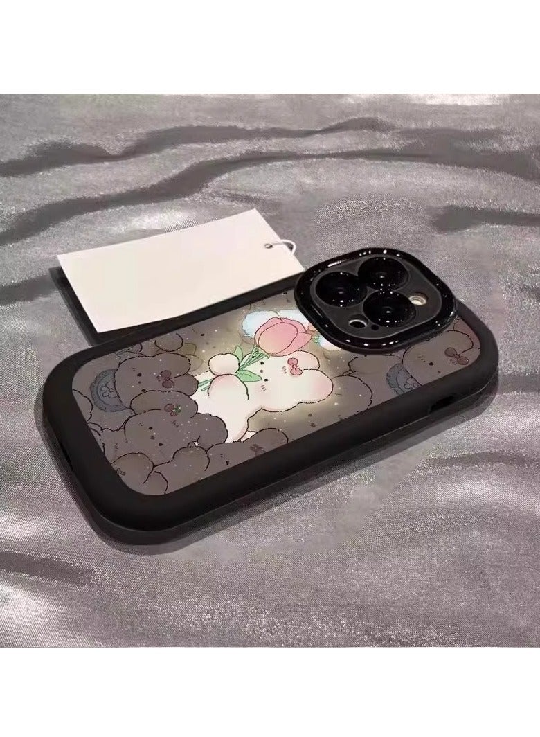 NIBEMINENT Cartoon Rabbit Protective TPU Case Cover For iPhone 15 Plus, Black