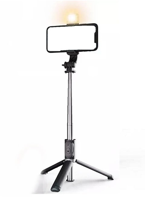 Bluetooth Selfie Stick with 360° Rotation – Model NO9S, Adjustable Length from 19.5cm to 100cm, Built-in Non-Removable Tripod, 7 Extendable Sections, Remote Control with CR1632 Battery, Lightweight 150g, Made of Stainless Steel + ABS Plastic – Ideal for Stable & Mobile Photography