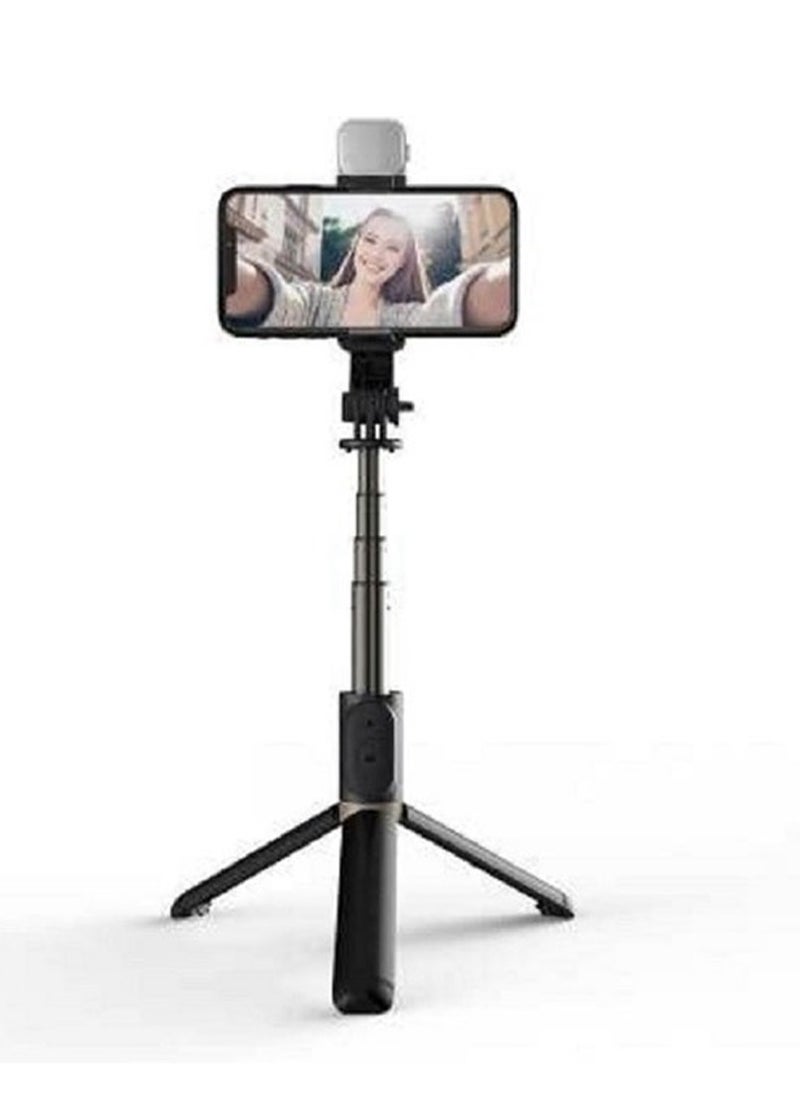 Generic - Bluetooth Selfie Stick with 360° Rotation – Model NO9S, Adjustable Length from 19.5cm to 100cm, Built-in Non-Removable Tripod, 7 Extendable Sections, Remote Control with CR1632 Battery, Lightweight 150g, Made of Stainless Steel + ABS Plastic – Ideal for Stable & Mobile Photography - Image 1