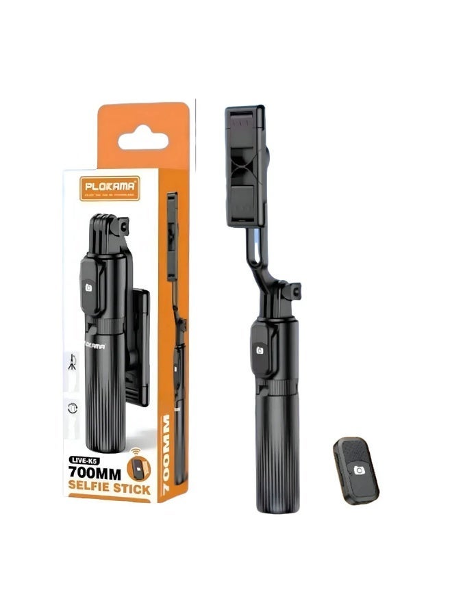 التخطيط عصا سيلفي ثلاثية القوائم قابلة للطي بتقنية البلوتوث LIVE-K5، تدور 360 درجة، مع جهاز تحكم عن بعد، وارتفاع قابل للتعديل، وقاعدة ثابتة مضادة للانزلاق للهواتف والكاميرات - Image 2