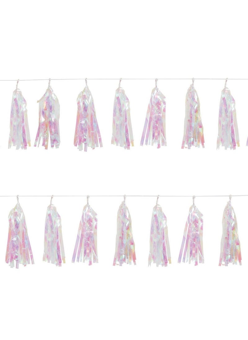 Unique Tassel Garland Shimmer Rainbow Plastic Unicorn Theme 274cm - Image 1