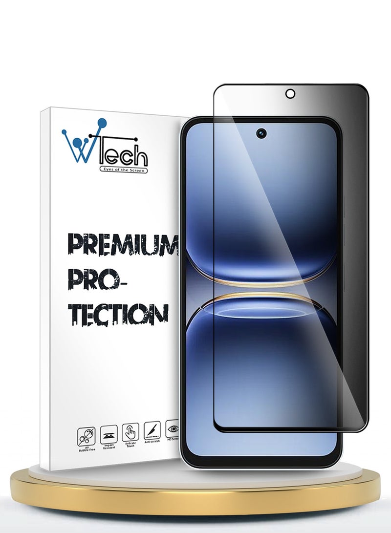دبليو تيك حامي شاشة زجاجي مقسّى كامل بالغ الشرق Tecno Spark 40C 4G 2025 سلسلة Premium E2E للخصوصية (MSGECP) - شفاف/أسود - Image 1