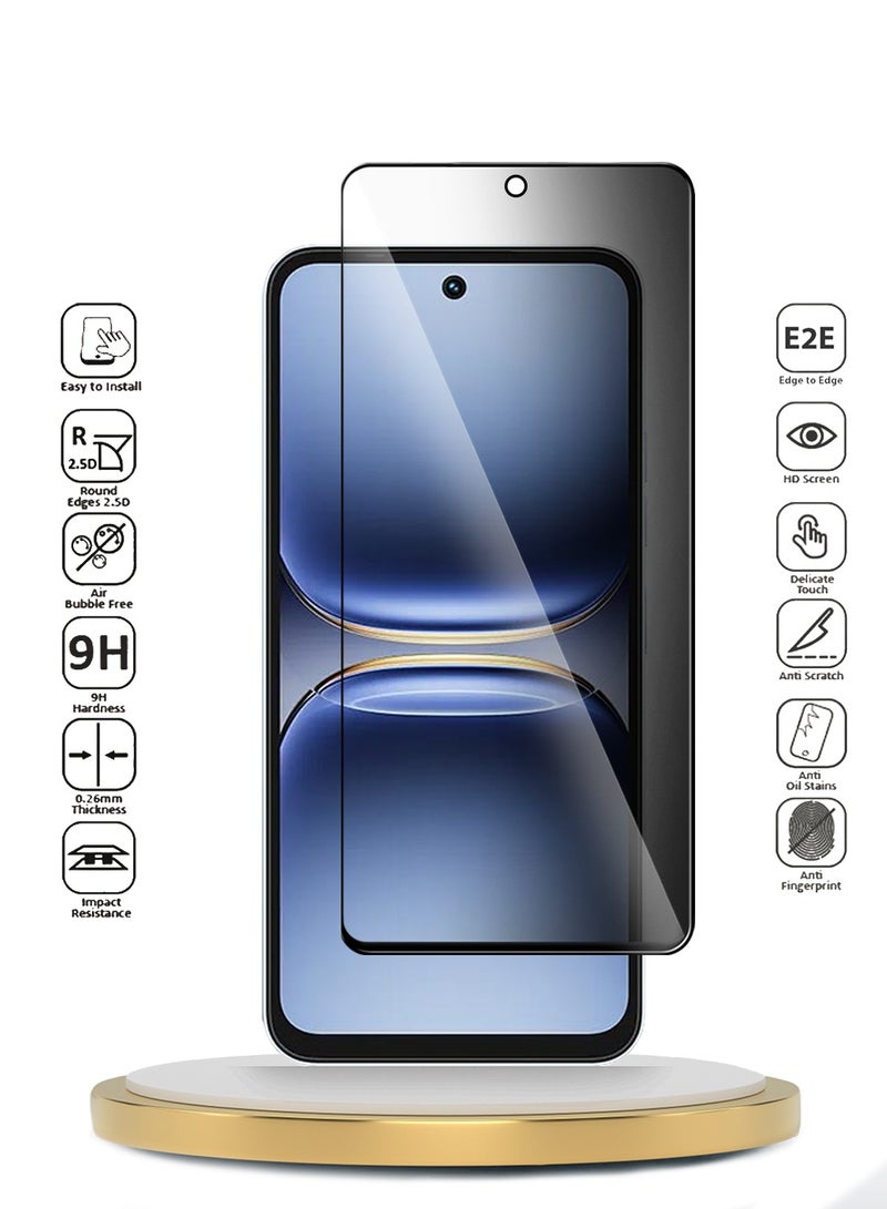 دبليو تيك حامي شاشة زجاجي مقسّى كامل بالغ الشرق Tecno Spark 40C 4G 2025 سلسلة Premium E2E للخصوصية (MSGECP) - شفاف/أسود - Image 2