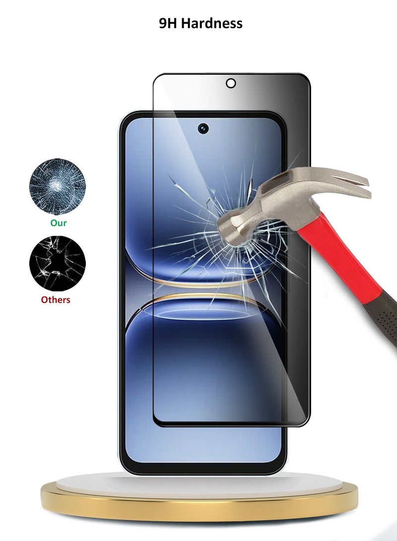 دبليو تيك حامي شاشة زجاجي مقسّى كامل بالغ الشرق Tecno Spark 40C 4G 2025 سلسلة Premium E2E للخصوصية (MSGECP) - شفاف/أسود - Image 3