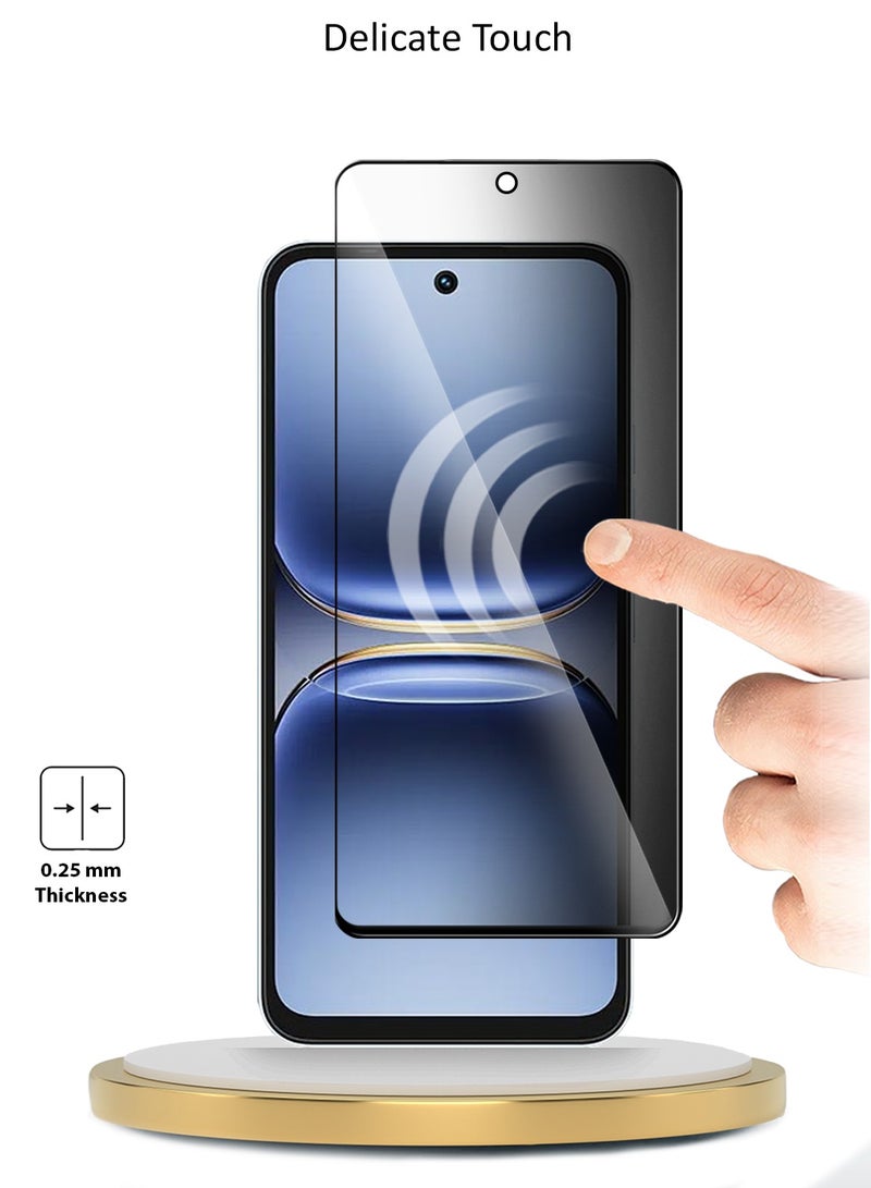 دبليو تيك حامي شاشة زجاجي مقسّى كامل بالغ الشرق Tecno Spark 40C 4G 2025 سلسلة Premium E2E للخصوصية (MSGECP) - شفاف/أسود - Image 4