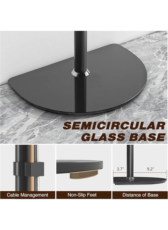 Rfiver Corner TV Floor Stand with Swivel Mount for 32-65 inch LED LCD Plasma Flat Panel or Curved Screen TVs up to 40 kg, Mid Century Modern TV Stand with Height Adjustable and Semi Circular Glass Base, VESA 400x400 mm, Black | TF1202 - Image 5