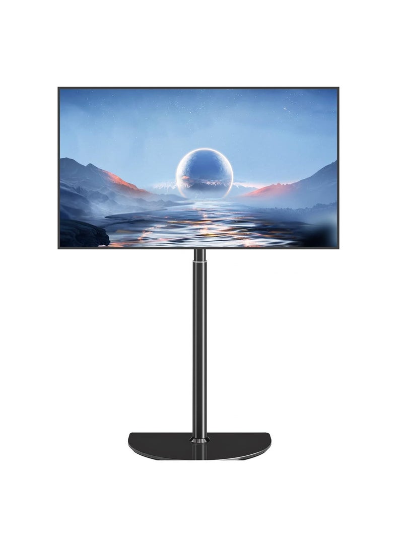 Rfiver Corner TV Floor Stand with Swivel Mount for 32-65 inch LED LCD Plasma Flat Panel or Curved Screen TVs up to 40 kg, Mid Century Modern TV Stand with Height Adjustable and Semi Circular Glass Base, VESA 400x400 mm, Black | TF1202 - Image 1