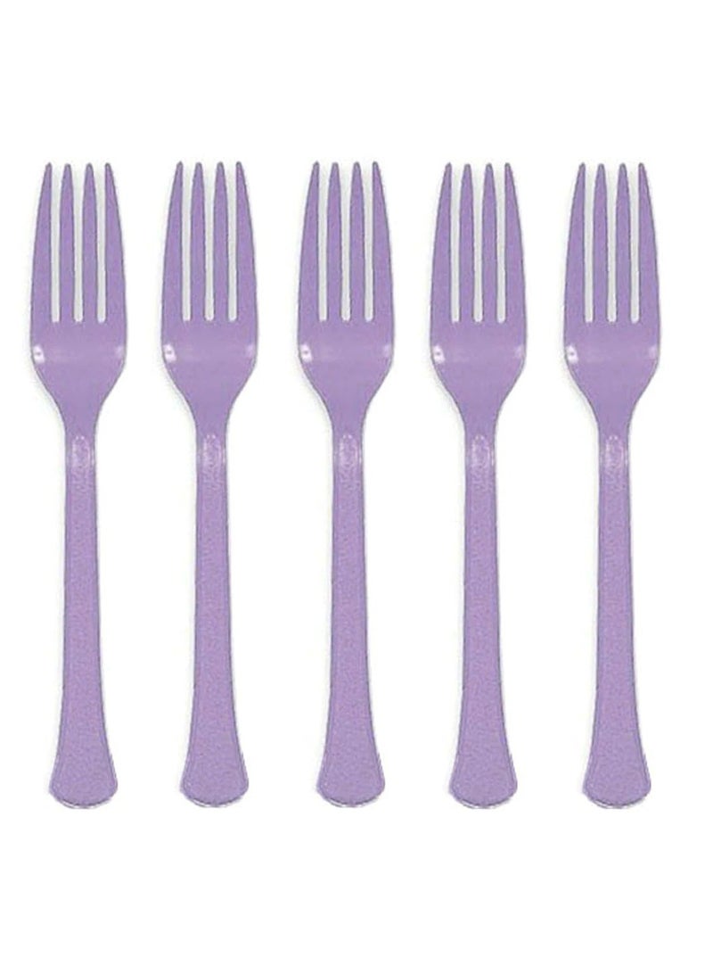 Amscan Reusable Heavy Duty Food Grade Plastic Forks, Lavender - 20pcs