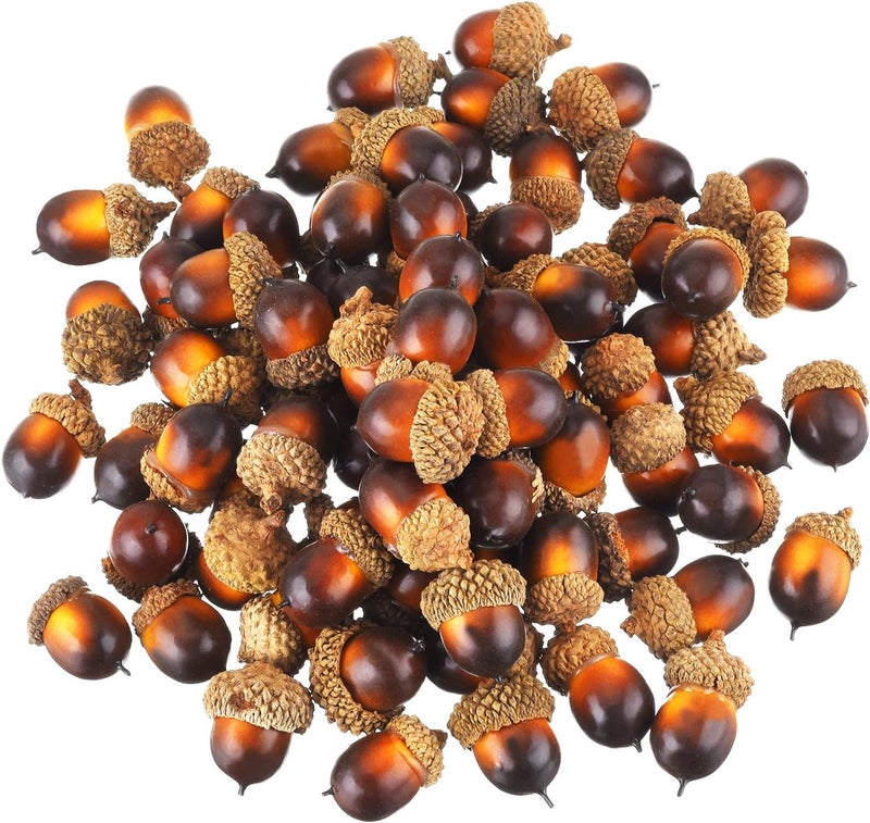 Pangda 60 Pack Artificial Acorns Lifelike with Acorn Cap for Crafts Simulation Mini Acorn for Thanksgiving Decoration Christmas Tree DIY Wedding House Decor(Brown) - Image 1