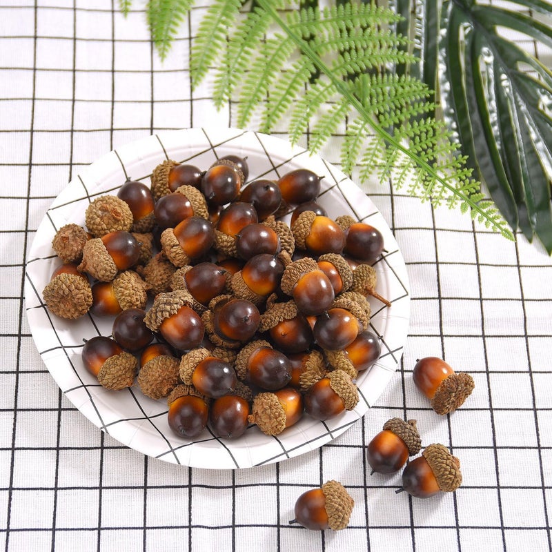 Pangda 60 Pack Artificial Acorns Lifelike with Acorn Cap for Crafts Simulation Mini Acorn for Thanksgiving Decoration Christmas Tree DIY Wedding House Decor(Brown) - Image 4
