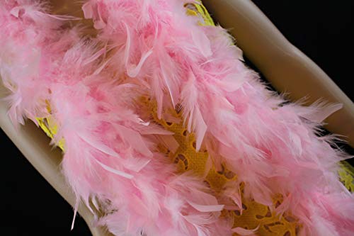 Flydreamfeathers 40 Gram 72" Long, Turkey Chandelle Feather Boa, Dancing Wedding Crafting Party Dress Up, Halloween Costume Decoration (baby pink) - Image 3