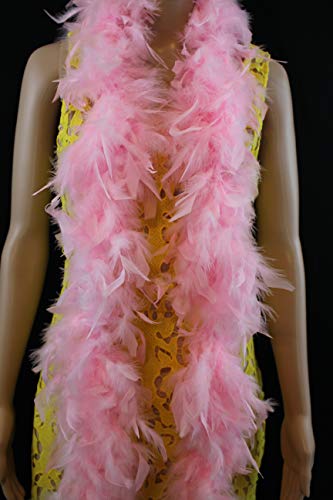 Flydreamfeathers 40 Gram 72" Long, Turkey Chandelle Feather Boa, Dancing Wedding Crafting Party Dress Up, Halloween Costume Decoration (baby pink) - Image 2