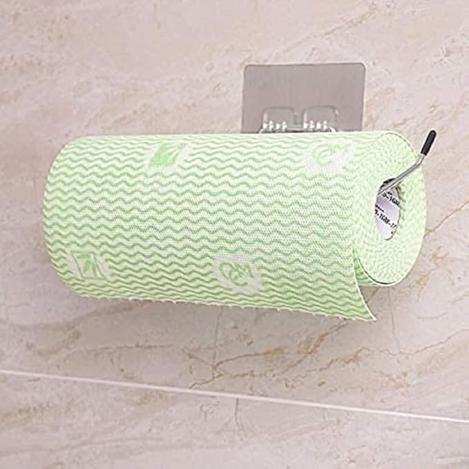 Fezda Fezda Stainless Steel Self Adhesive Napkin Ring Wall Mount Towel Hanging Holder with Magic Adhesive Pad Kitchen Paper Roll Holder Tissue Paper Stand Towel Bar Hanger for Washbasin use Pack of 1  - Image 5