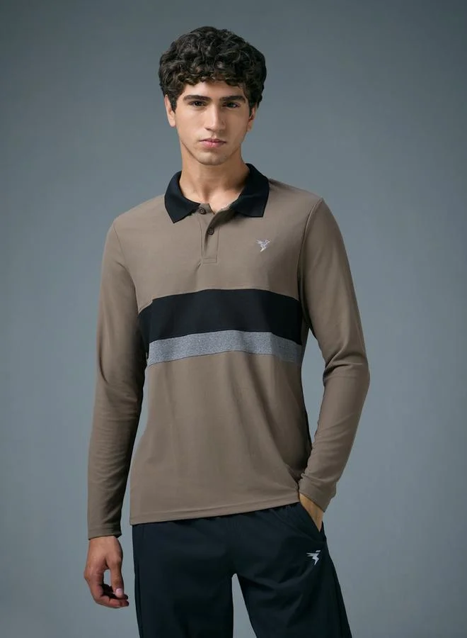 Technosport Men Slim Fit Contrast Panel Polo