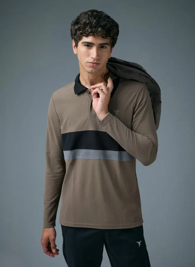 Technosport Technosport Men Slim Fit Contrast Panel Polo