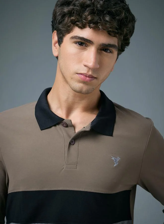 Technosport Technosport Men Slim Fit Contrast Panel Polo