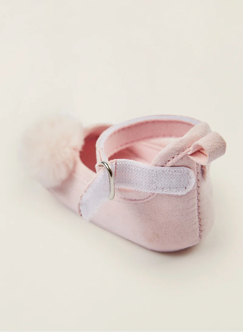 Zippy Zippy Ballet Pumps + Headband With Pompom For Newborn Baby Girls - Pink