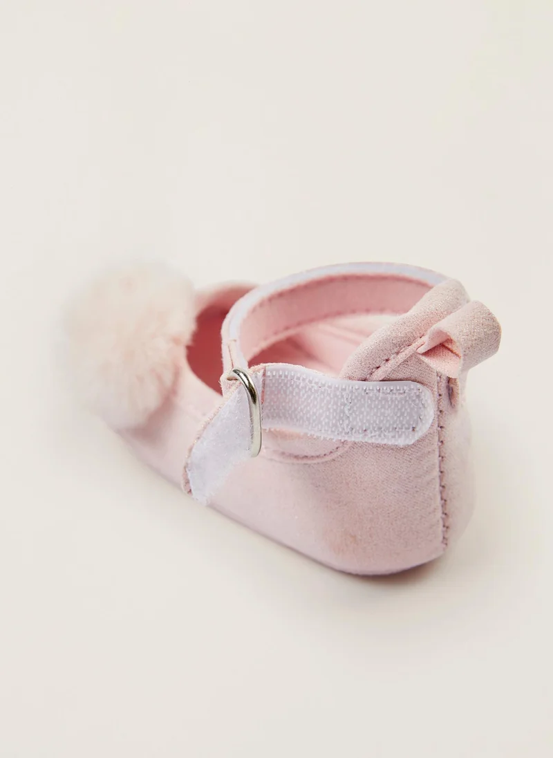 Zippy Zippy Ballet Pumps + Headband With Pompom For Newborn Baby Girls - Pink