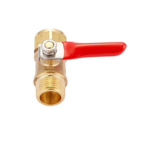 Minimprover Heavy Duty Brass 2 PCS Inline Mini Ball Valve Shut Off Switch, 3/8" NPT Male x 3/8 INCH NPT Female Pipe Fittings, 180 Degree Operation Handle, Rated to 600 WOG for Tank Drain - Image 4