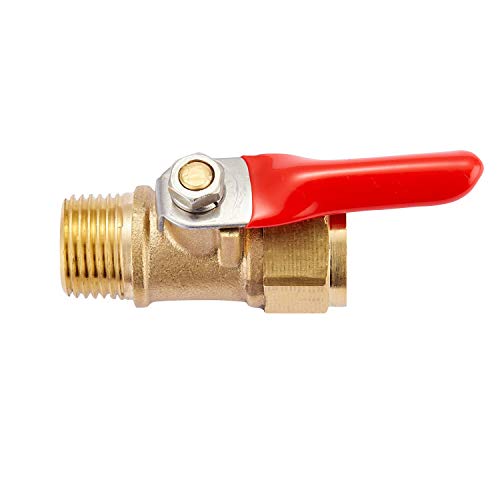 Minimprover Heavy Duty Brass 2 PCS Inline Mini Ball Valve Shut Off Switch, 3/8" NPT Male x 3/8 INCH NPT Female Pipe Fittings, 180 Degree Operation Handle, Rated to 600 WOG for Tank Drain - Image 3