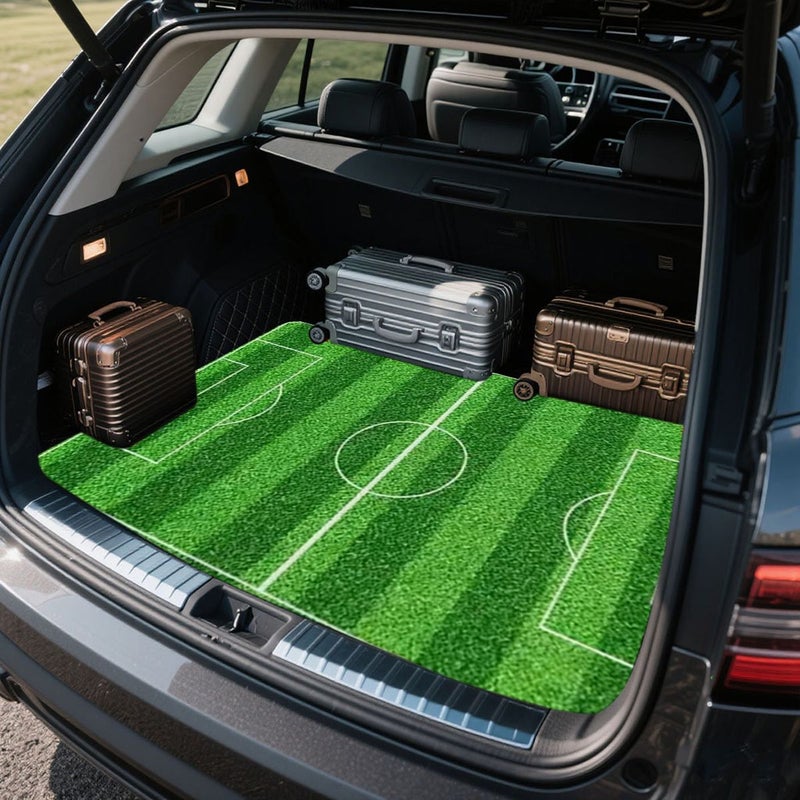 Football Pattern Trunk Mat 30x40 Inch Durable Car Liner Protects Cargo Area Reduces Wear Stylish Vehicle Interior Upgrade - Image 2