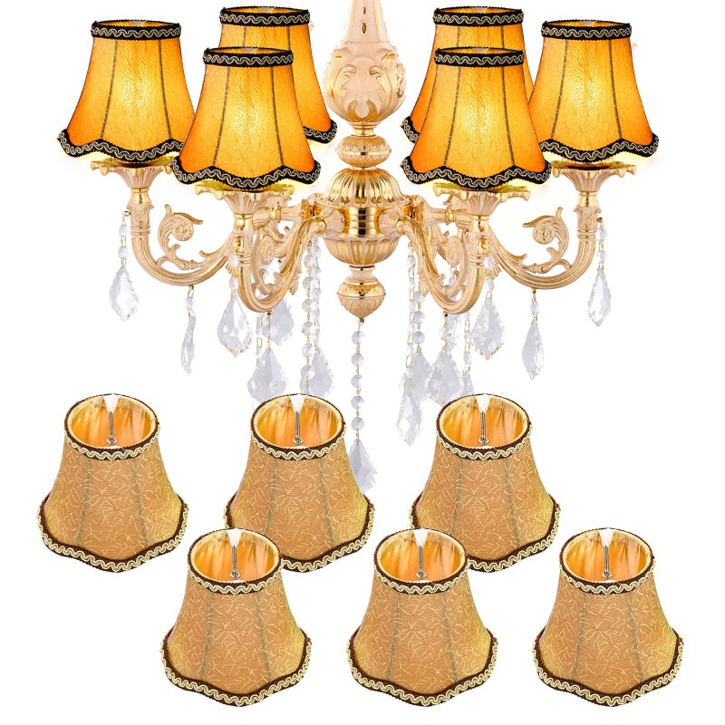 Hedume 6 Pack European Lamp Shade, Modern Clip On Droplight Wall Lamp, Chandelier Clip on Fabric Drum Lamp Shade for Table Candle Wall Light Replacement - Image 1