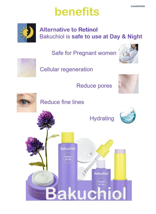 Charmzone - Bakuchiol Waterwrap Boosting Serum 99% Pure Bakuchiol Alternative To Retinol 8 Layer Hyaluronic Acid Soothing Centella Asiatica Anti Aging 1.52 Fl.Oz / 45Ml - Image 1