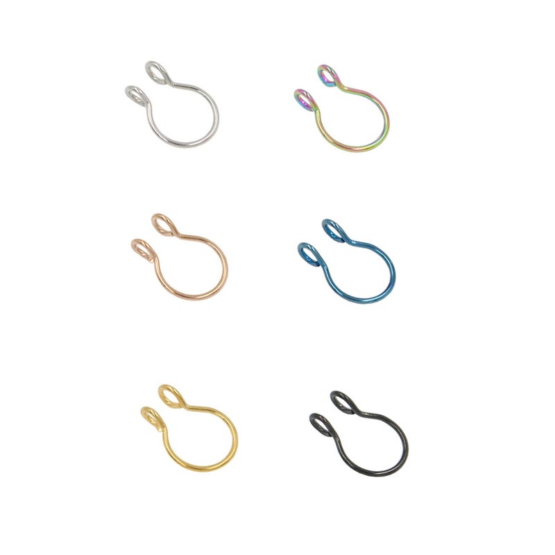 NZDLM Fake Septum Hoop Nose Rings 20g Gold Rose Gold Silver 8mm Non Pierced Clip Nose Rings Faux Body Piercing Jewelry for Women Men (6 pcs) - Image 1