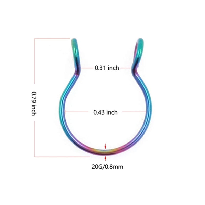 NZDLM Fake Septum Hoop Nose Rings 20g Gold Rose Gold Silver 8mm Non Pierced Clip Nose Rings Faux Body Piercing Jewelry for Women Men (6 pcs) - Image 3