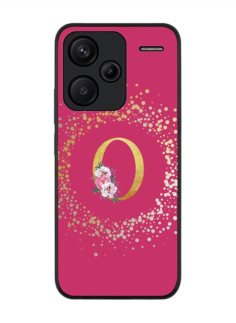 Rugged Case for Xiaomi Redmi Note 13 Pro Plus Case Cover- Custom Monogram Initial Letter Floral Pattern Alphabet- O(Deep Pink Rose)