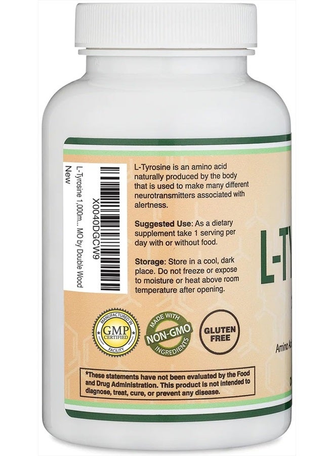 Double Wood Supplements L-Tyrosine 1,000mg per Serving, 120 Veggie Capsules (L Tyrosine Supplement for Memory, Attention, and Focus) Amino Acid, Vegan Safe, Non-GMO by Double Wood - Image 3