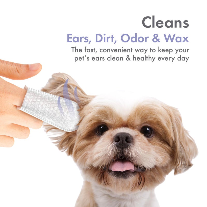 Petkin Fingertip Ear Wipes for Dogs and Cats, 50 Finger Wipes - Slip-On, Snug Fit, Micro-Bristle Fabric - Cleans Ears, Dirt, Odor and Wax - Convenient, Ideal for Home and Travel - Fresh Scent - Image 3