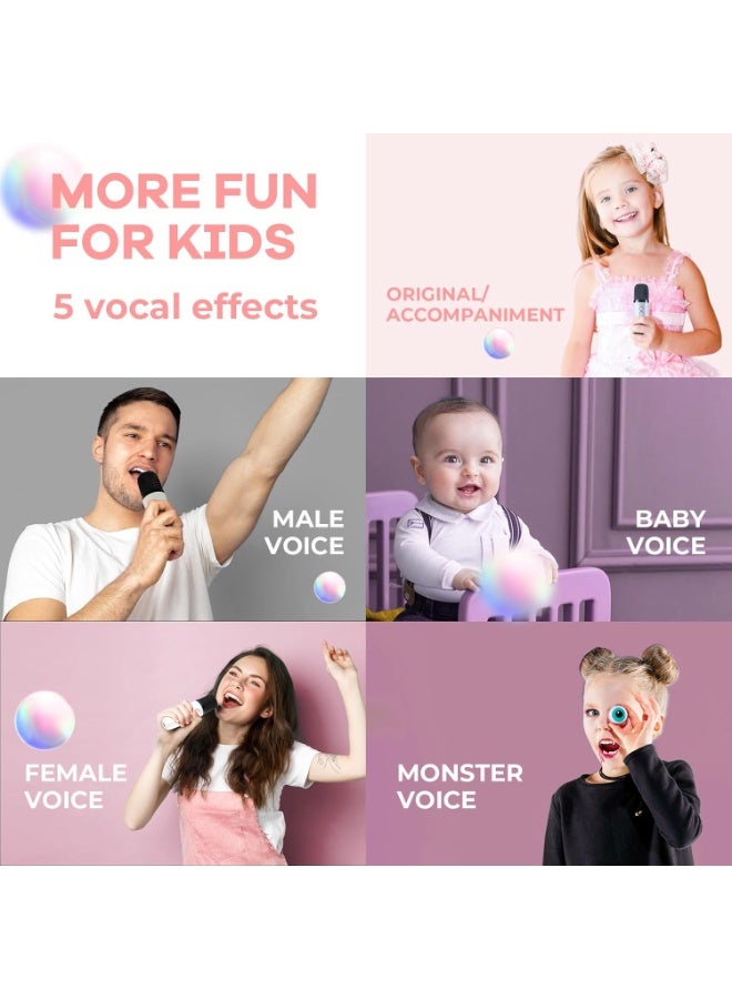 Mini Karaoke Machine for Kids, Portable Bluetooth Speaker with Wireless Microphone，Kids Music Player Toys for Girls and Boys,3,4, 5, 6, 7, 8+ Years Old, Teens Birthday (White-Unicorn) - Image 4