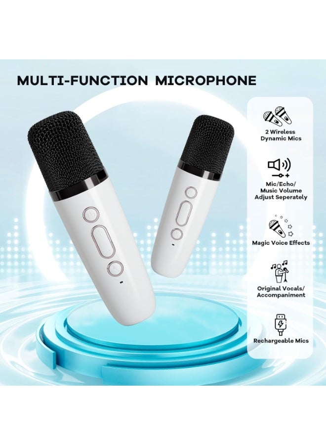 Mini Karaoke Machine for Kids, Portable Bluetooth Speaker with Wireless Microphone，Kids Music Player Toys for Girls and Boys,3,4, 5, 6, 7, 8+ Years Old, Teens Birthday (White-Unicorn) - Image 2