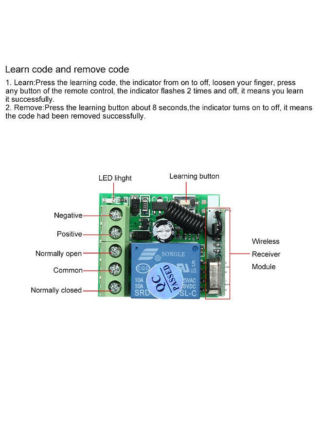 Generic - Universal Wireless Remote Control Switch DC 12V 1CH Relay Receiver Module and RF Transmitter Electronic Lock Control - Image 1