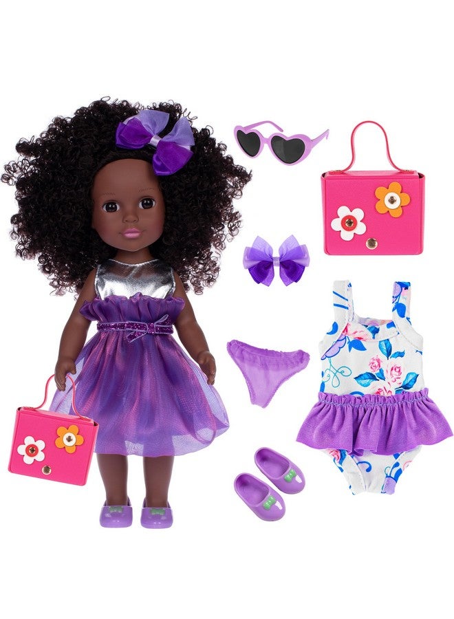 إبودي دمى وإكسسوارات إي بودي، دمية طفل أفريقية، دمية طفل حديث الولادة، 14.5 بوصة، مجموعة دمى طفل سوداء، بتصميم صيفي - Image 1