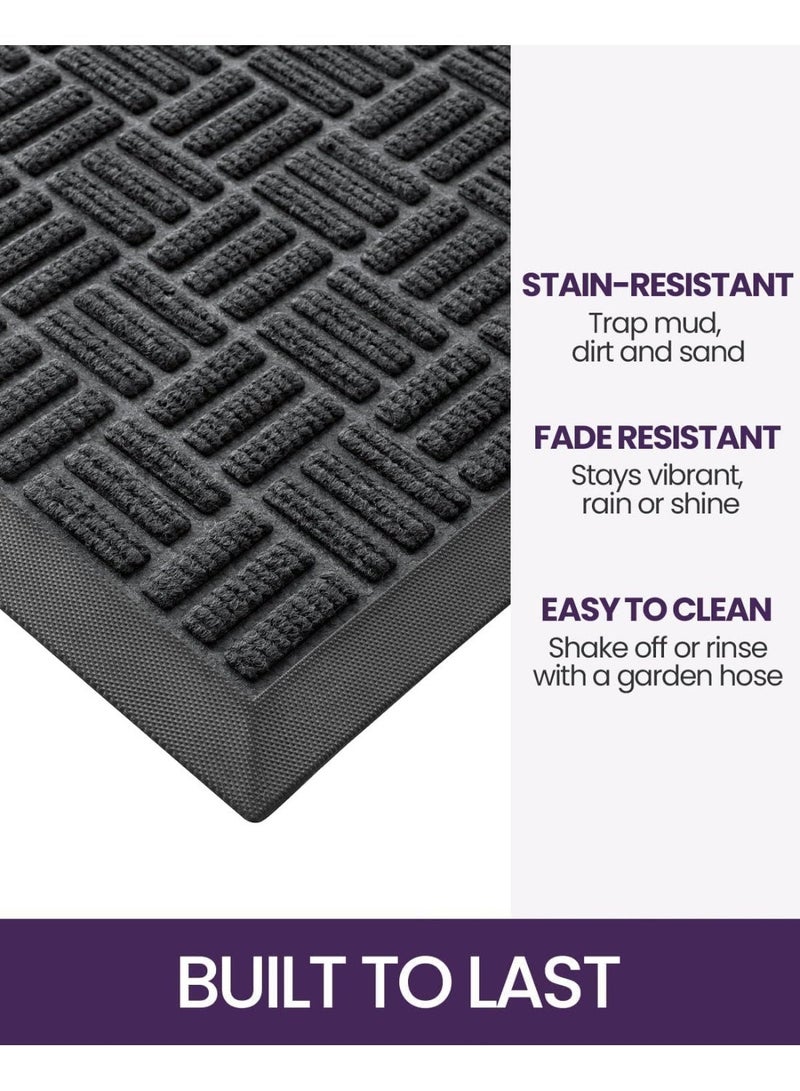 DEXI Front Door Mat Outside Entrance, 60 x 90 cm Heavy Duty Rubber Non Slip Doormat for Inside House, Entryway Exterior, Grey - Image 4