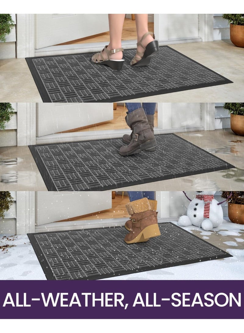DEXI Front Door Mat Outside Entrance, 60 x 90 cm Heavy Duty Rubber Non Slip Doormat for Inside House, Entryway Exterior, Grey - Image 5