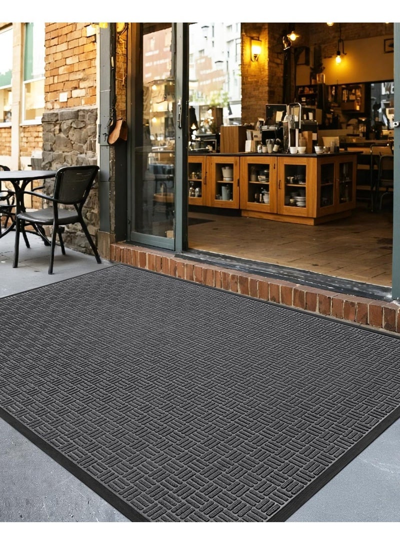 DEXI Front Door Mat Outside Entrance, 60 x 90 cm Heavy Duty Rubber Non Slip Doormat for Inside House, Entryway Exterior, Grey - Image 2