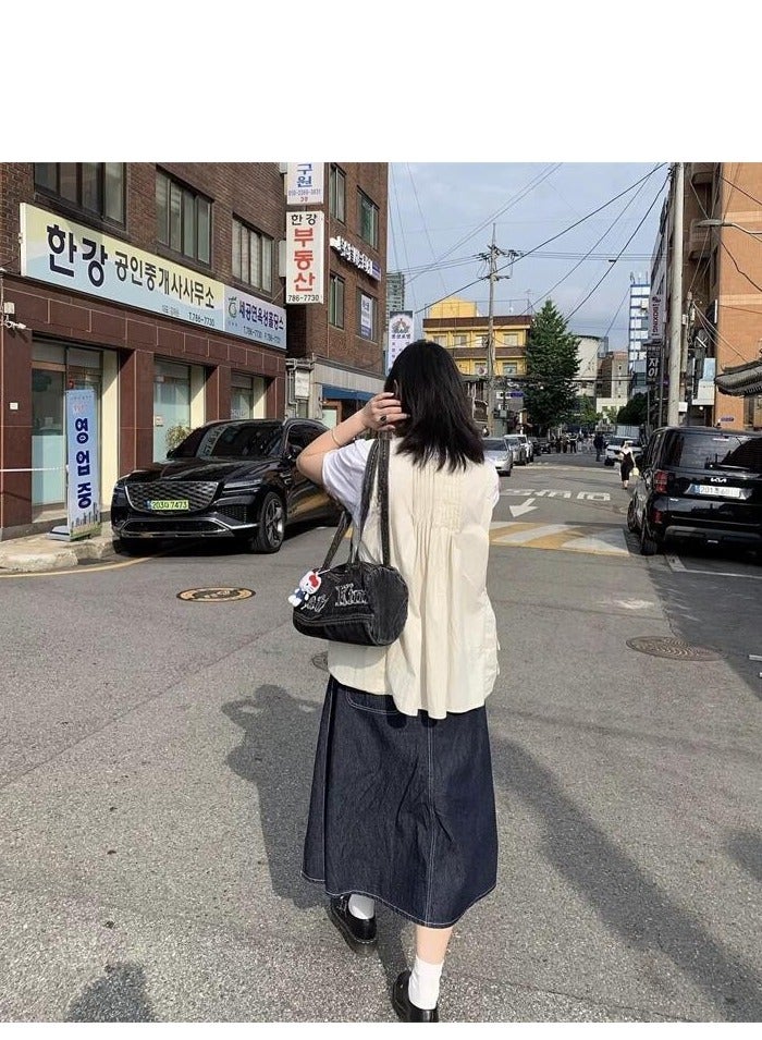 ام كي MatinKim Tote Denim Travel Shoulder Bag - Image 3