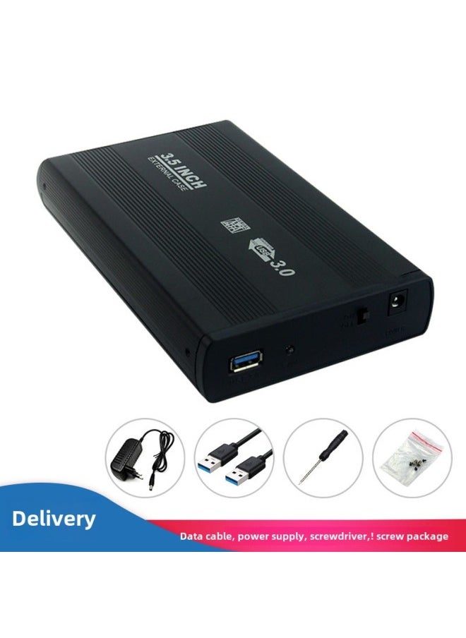 Generic 3.5 Inch SATA Serial Port To USB3.0 Desktop External Aluminum Alloy Mobile Hard Disk Box-Color:U35E3.0 Black European Gauge  - Image 1