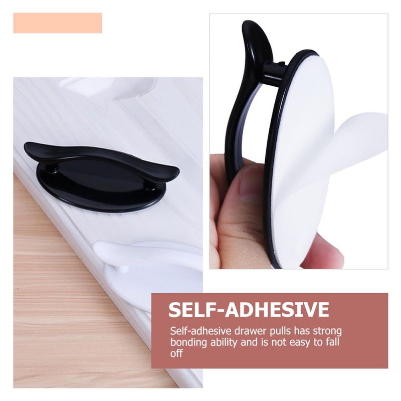 4 قطع مقابض سوداء بلاستيكية ذاتية الل adhesive لسحب خزائن المطبخ وأدراج الأثاث بدون حفر - Image 4