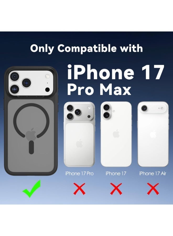 Case For iPhone 17 Pro Max MagSafe With Camera Control Button Protectio Magnetic Matte Translucent Military Grade Drop Protective Phone Case Shockproof Thin Rugged Durable Protection Bumper Cover Case for iPhone 17 Pro Max 6.9”, Black - Image 2