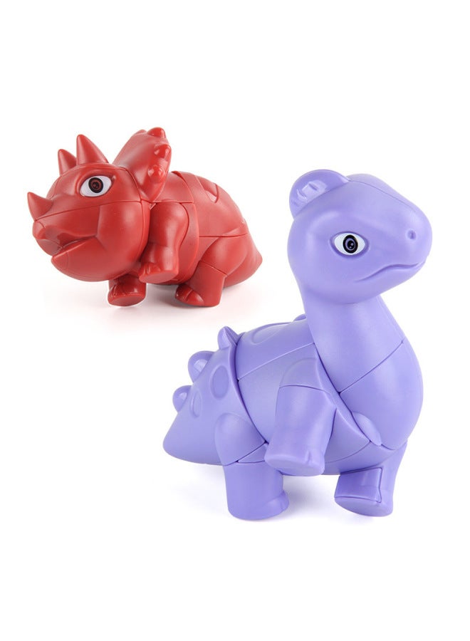 Simulation Animal Second-order Special-shaped Dinosaur Cube Smooth Rotating Solid Color Third-order Decompression Cube Toy-Color:K168-4B Storm Dragon Green + Third-order Rubik's Cube 197.8g