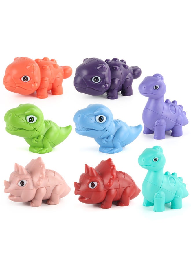 Simulation Animal Second-order Special-shaped Dinosaur Cube Smooth Rotating Solid Color Third-order Decompression Cube Toy-Color:K168-4B Storm Dragon Green + Third-order Rubik's Cube 197.8g