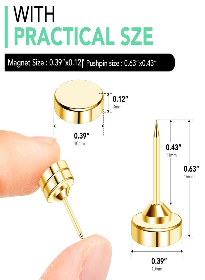 E BAVITE 20 Set Magnetic Push Pins,Flat Push Pin, Magnetic Thumb Tacks for Wall Bulletin Board Poster and Photo Hangers (Gold) - Image 2